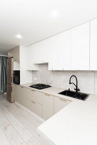 Кухня Белый Кашемир Комфорт. Коллекция Джерси. Размер: 4000 Х 1500 Х 2500 мм  - 1
